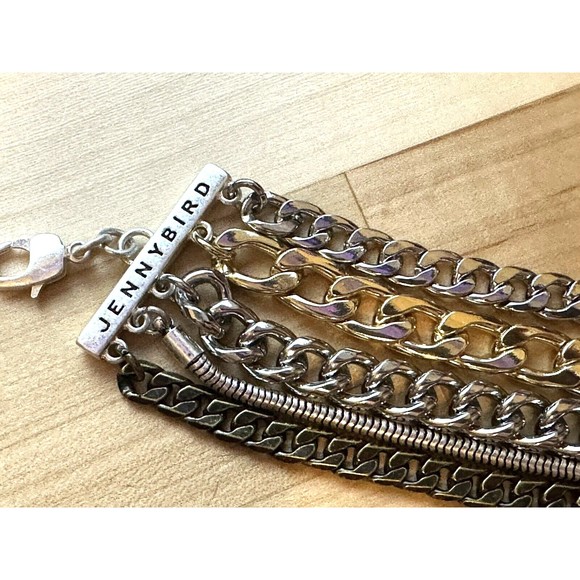 NEW Jenny Bird Austin Wide Bracelet Mixed Metals Layered Chains mp $135 STUNNING - Picture 4 of 10